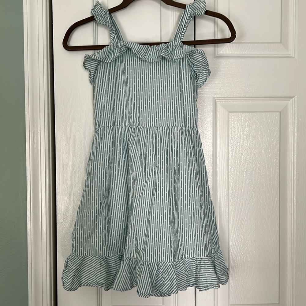 Janie and Jack green and white striped dress